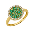 10K/14K Gold Round Cluster Ring with Gemstones