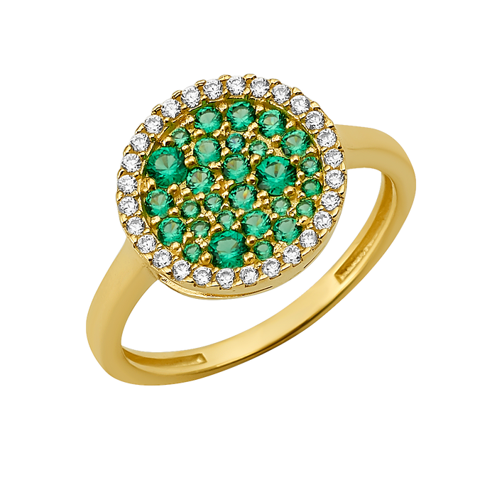 10K/14K Gold Round Cluster Ring with Gemstones