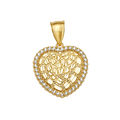10K/14K Gold Heart Pendant CZ Halo Textured