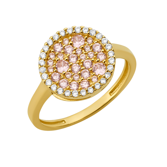 10K/14K Gold Round Cluster Ring with Gemstones