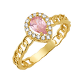 10K/14K Solid Gold Teardrop Pink Halo Ring