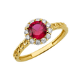 10K/14K Gold Halo Ring with Center Stone White Accents