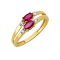 10K/14K Gold Double Gemstone Ring with White Accents