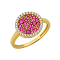 10K/14K Gold Round Cluster Ring with Gemstones