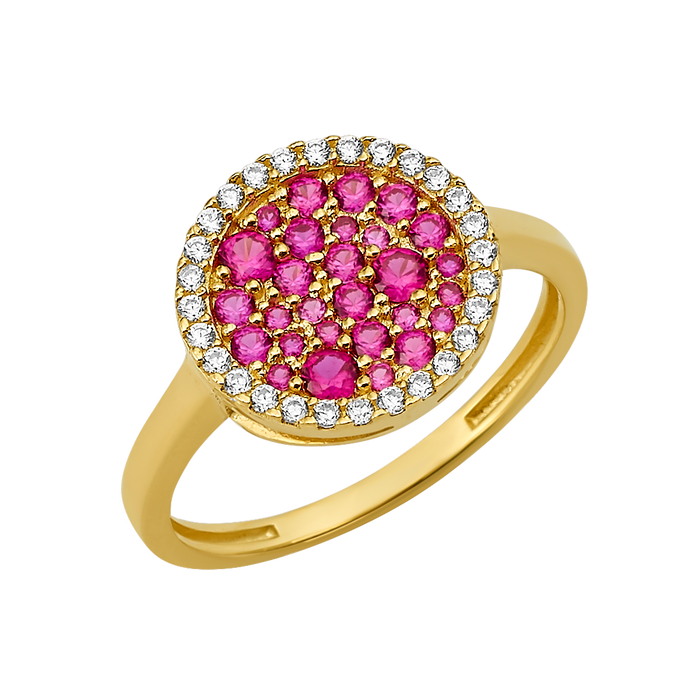 10K/14K Gold Round Cluster Ring with Gemstones