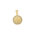 10K/14K Gold Round Pendant CZ Halo Textured