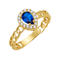 10K/14K Solid Gold Teardrop Blue Halo Ring
