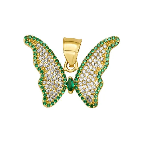 10K/14K Solid Gold Pavé Butterfly Open Wing Charm
