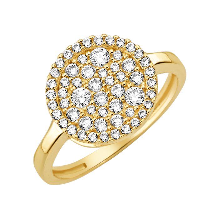 10K/14K Gold Round Cluster Ring with Gemstones