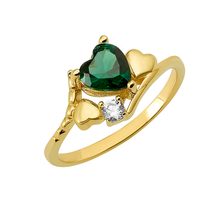 10K/14K Gold Heart Gemstone Ring