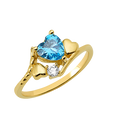 10K/14K Gold Heart Gemstone Ring