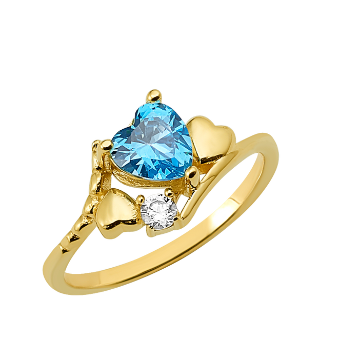 10K/14K Gold Heart Gemstone Ring