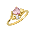 10K/14K Gold Heart Gemstone Ring