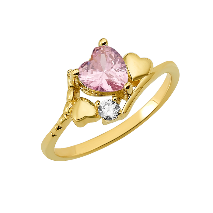 10K/14K Gold Heart Gemstone Ring