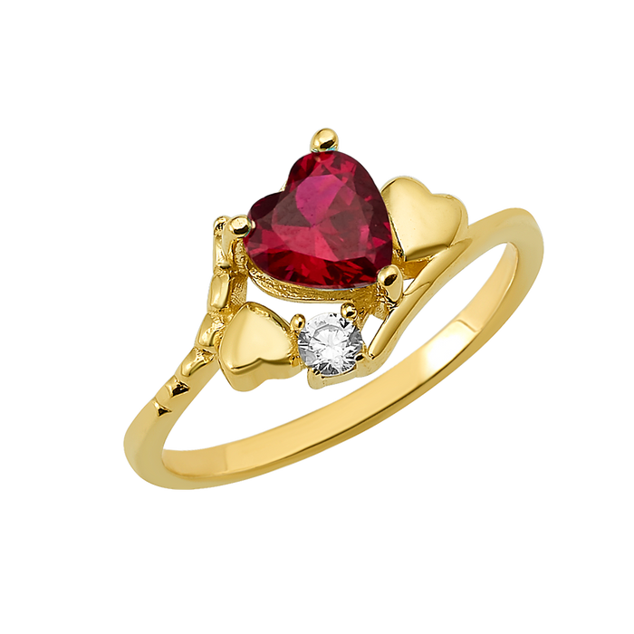 10K/14K Gold Heart Gemstone Ring