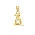10K/14K Solid Gold "A" Crown Greek Key Pendant