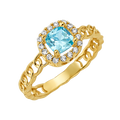 10K/14K Solid Gold Aqua Halo Ring