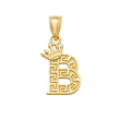 10K/14K Solid Gold "B" Crown Greek Key Pendant