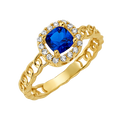 10K/14K Solid Gold Blue Halo Ring