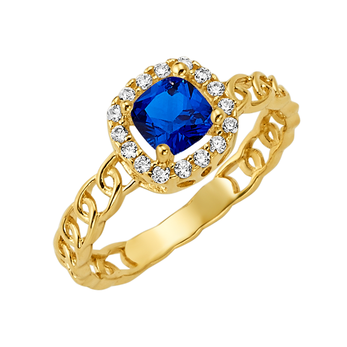 10K/14K Solid Gold Blue Halo Ring
