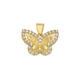 10K/14K Solid Gold Butterfly CZ Accent Pendant