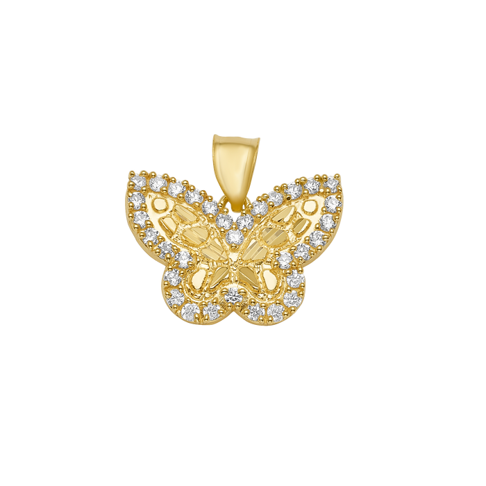 10K/14K Solid Gold Butterfly CZ Accent Pendant