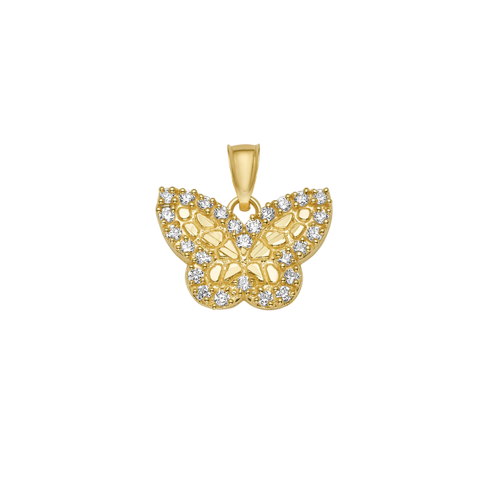10K/14K Solid Gold Butterfly CZ Accent Pendant