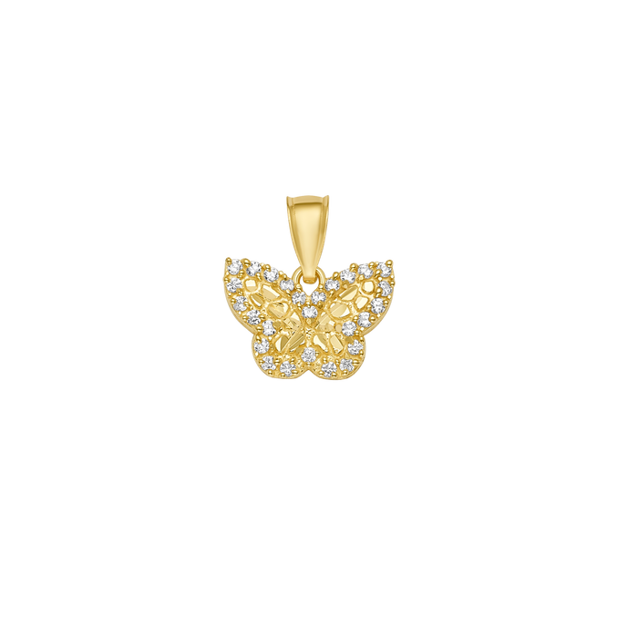 10K/14K Solid Gold Butterfly CZ Accent Pendant