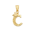 10K/14K Solid Gold "C" Crown Greek Key Pendant