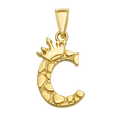 10K/14K Solid Gold Crowned "C" Initial Textured Mosaic Pendant