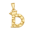 10K/14K Solid Gold Crowned "D" Initial Textured Mosaic Pendant