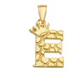 10K/14K Solid Gold Crowned "E" Initial Textured Mosaic Pendant