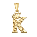 10K/14K Solid Gold Crowned "K" Initial Textured Mosaic Pendant
