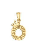 10K/14K Solid Gold Crowned "O" Initial Greek Key Pendant