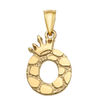 10K/14K Solid Gold Crowned "O" Initial Textured Mosaic Pendant