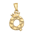 10K/14K Solid Gold Crowned "Q" Initial Textured Mosaic Pendant