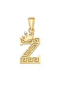 10K/14K Solid Gold Crowned "Z" Initial Greek Key Pendant