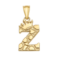10K/14K Solid Gold Crowned "Z" Initial Textured Mosaic Pendant