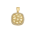 10K/14K Solid Gold Cushion-Shaped Pendant with CZ Border