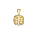 10K/14K Solid Gold Cushion-Shaped Pendant with CZ Border