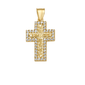 10K/14K Solid Gold CZ Accent Textured Cross Pendant