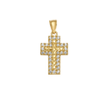 10K/14K Solid Gold CZ Accent Textured Cross Pendant