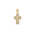 10K/14K Solid Gold CZ Accent Textured Cross Pendant