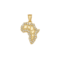 10K/14K Solid Gold CZ Africa Map Pendant