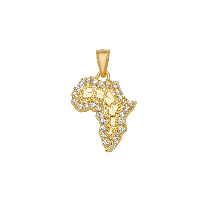 10K/14K Solid Gold CZ Africa Map Pendant