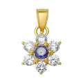 10K/14K Gold Flower Ring with Blue Center Gem & White Accents