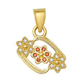 10K/14K Gold Flower Ring with Green & Pink Gemstones
