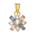 10K/14K Gold Flower Ring with Pink & Blue Gemstones