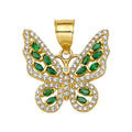 10K/14K Solid Gold Open Wing Butterfly Charm with CZ Stones