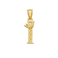 10K/14K Solid Gold "I" Crown Greek Key Pendant